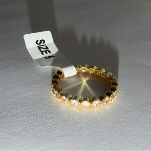 .88ct White Sapphire Gold Plated Full Eternity Band in Dotted Bezel Setting